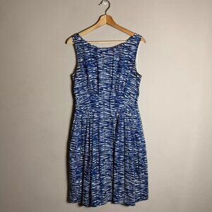 Kate Spade Sonja Striped Dress Women's 8 Blue White Fit & Flare Pleated Pockets